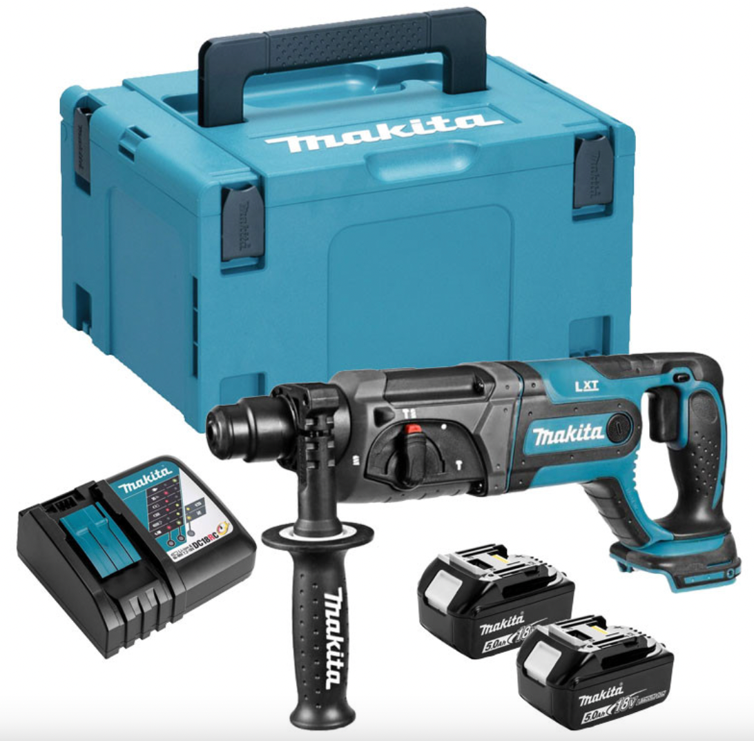 Trapano a percussione 18V SDS-Plus (2x5,0 Ah) in Makpac - MAKITA DHR241RTJ